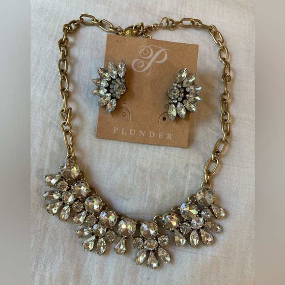 J. Crew Jeweled Necklace & New Plunder Earrings - Picture 1 of 7